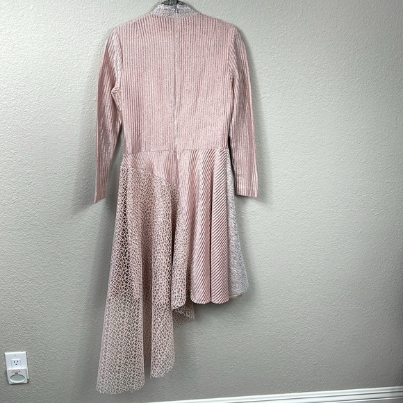 Peter Pilotto Embroidered Mesh Net Overlay Long Sleeve Asymmetric Dress Sz 10 - Picture 5 of 13